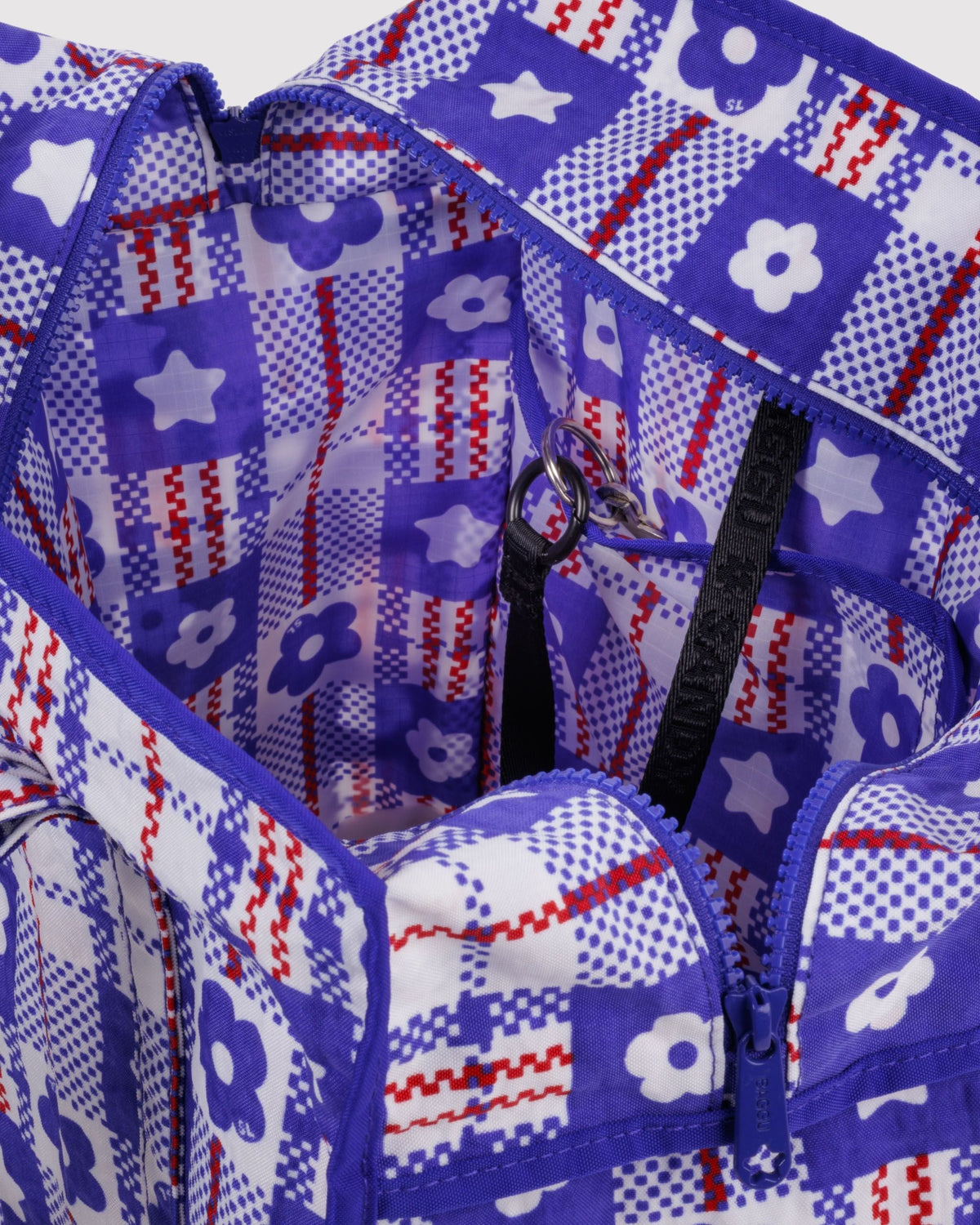 Large Nylon Market Bag - Market Plaid Blue