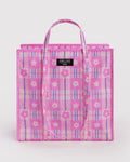 Large Nylon Market Bag - Market Plaid Pink
