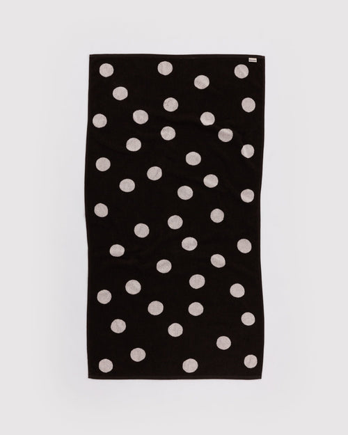 Bath Towel - Cream and Black Polka Dot