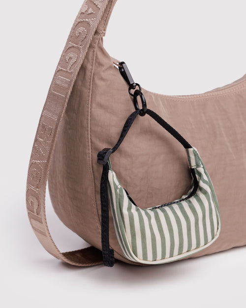 Crescent Bag Charm - Sage Stripe